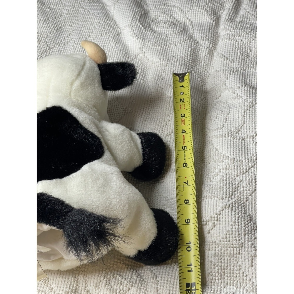 RBI Ron Banafato Cow Hand Puppet Plush Black White Spotted Sound Toy 11 Inch - Picture 6 of 6